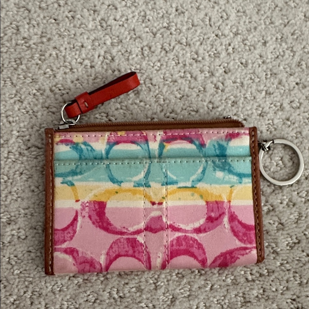 Coach Colorful Leather Keychain Wallet - Picture 2 of 5